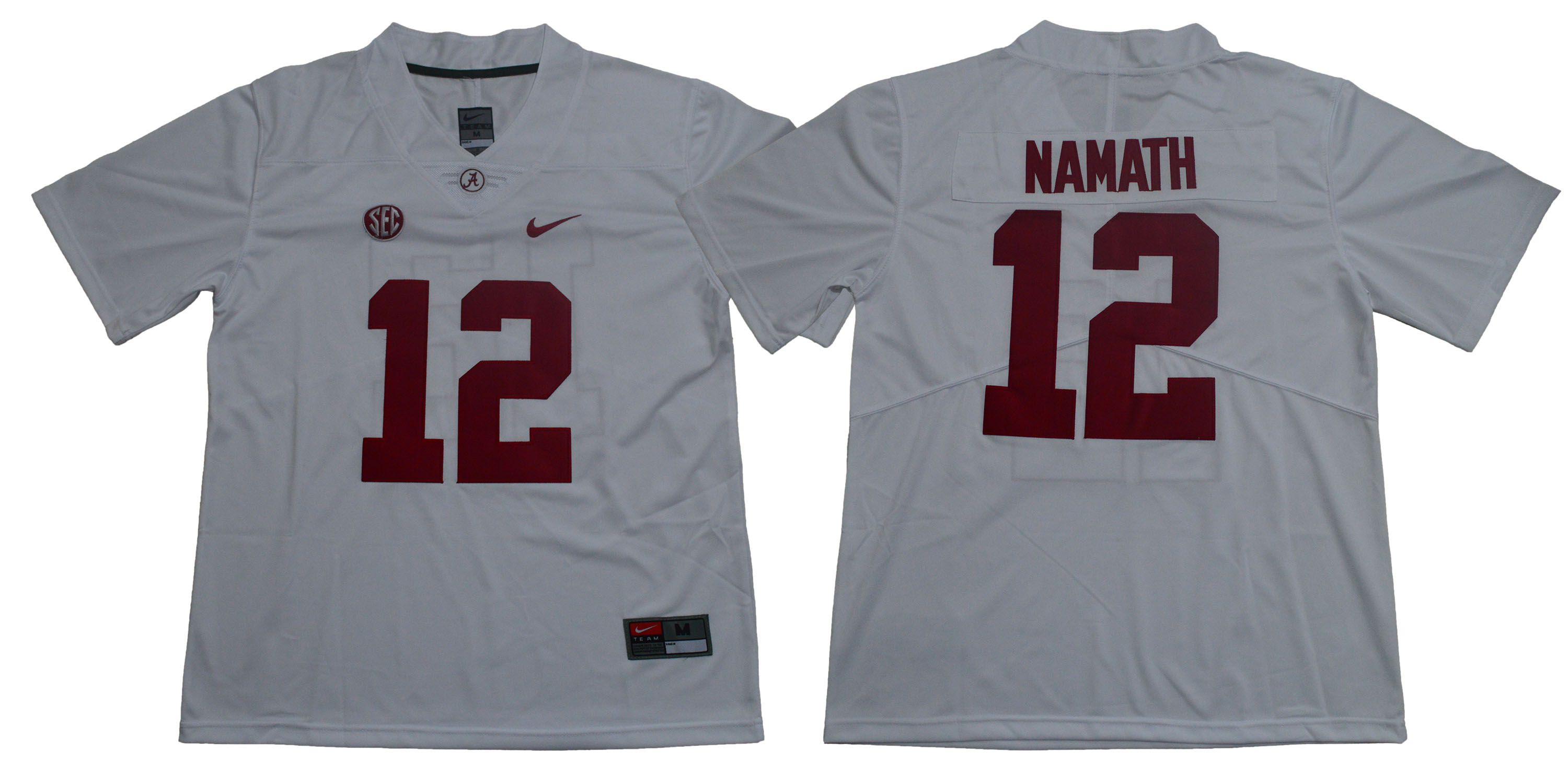 Men Alabama Crimson Tide #12 Namath White Legendary Edition NCAA Jerseys